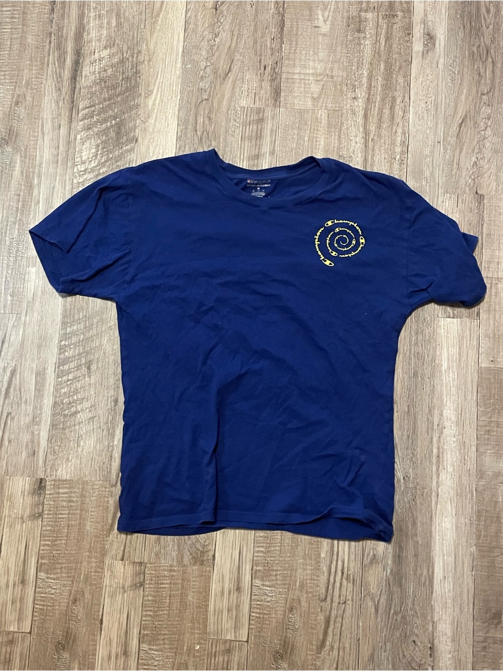 Champion Royal Blue Short-Sleeve Tee with Yellow Spiral Logo